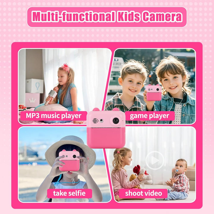 Gugxiom Instant Camera Children, Digitalkamera Kinder with 32GB Card & Printing Paper, Thermopapier