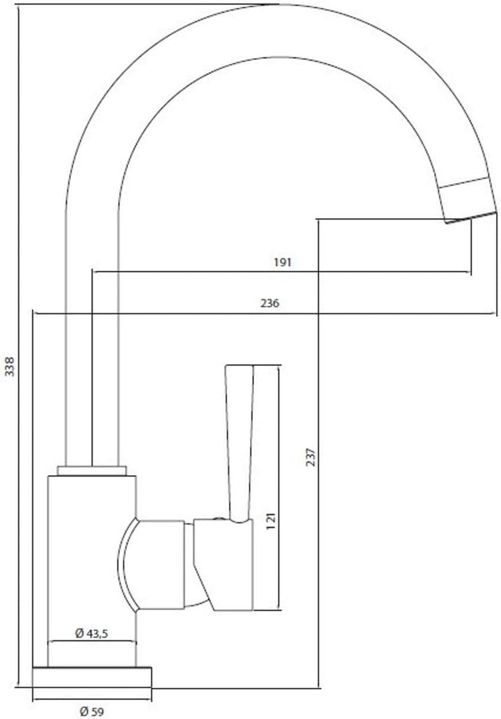 SCHÜTTE 79166 Küchenarmatur Cornwall, 360 Grad schwenkbarer Wasserhahn Küche, Mischbatterie für die