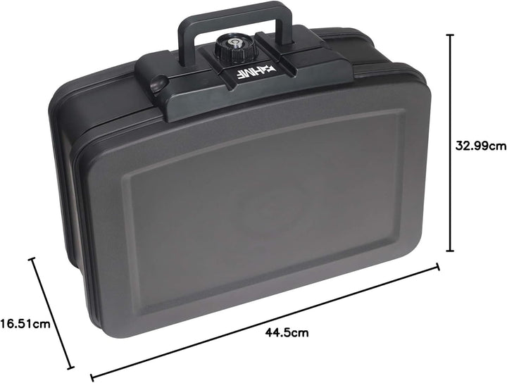 HMF 250452 Feuerfeste Wasserdichte Dokumentenbox | DIN A4 | 44,5 x 16,5 x 33 cm | schwarz