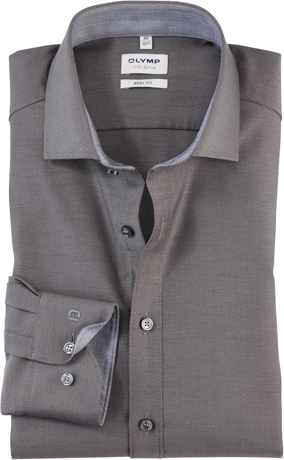 OLYMP Herren Oberhemd Langarm Level Five,Uni,Body fit,Royal Kent 37 Anthrazit 67, 37 Anthrazit 67