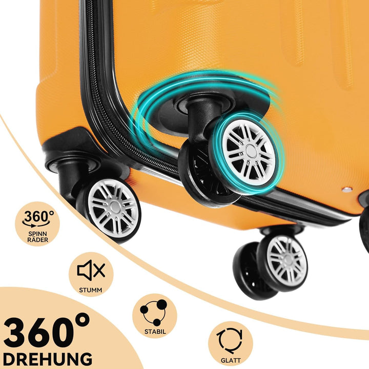 BEIBYE- Hartschalenkoffer Koffer Trolley Rollkoffer Reisekoffer Zahlenschloss 4 Zwilings-Rollen (Ora