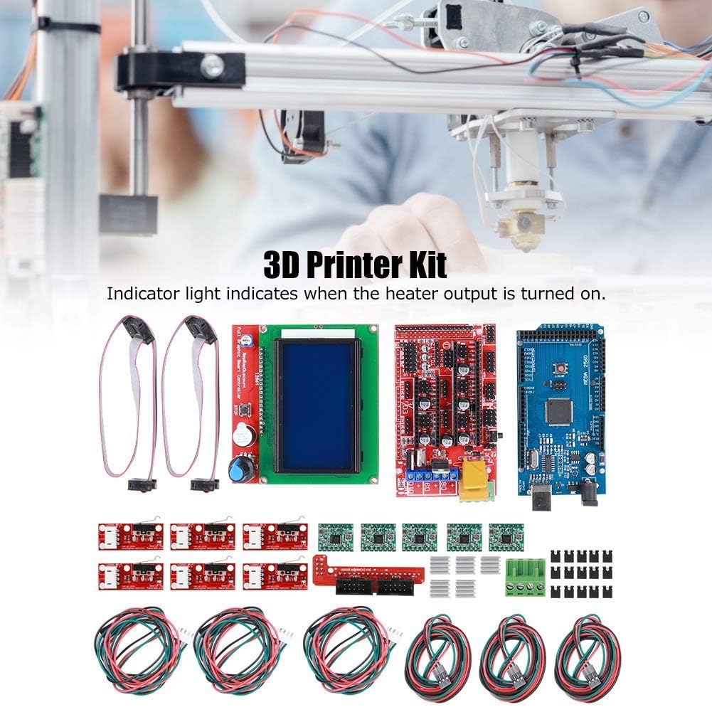 3D Druckerkit RAMPS 1.4 + für Mega 2560 CH340 + 12864 Controller + A4988 Spanplatten Teile, 3D Druck