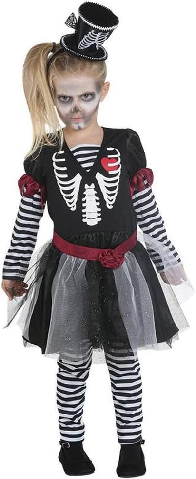 Rubie's Halloween Kinder Kostüm Skelett Grusel Mädchen Skelettkostüm Gr.116, 116