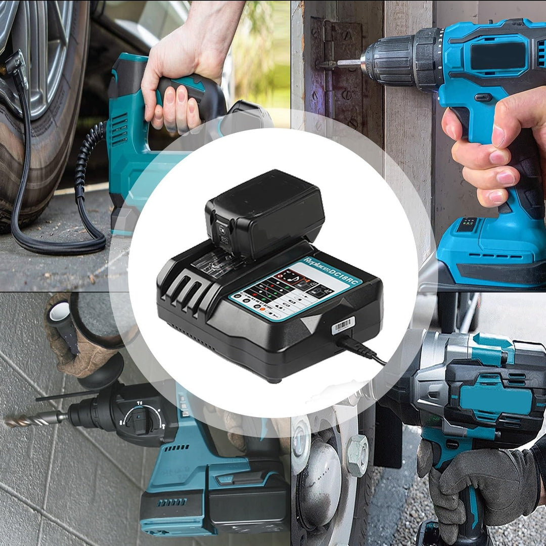 Energup 18V 4,0Ah Ersatz Akku + 3A Ladegerät für Makita BL1840 BL1830 BL1850 LXT400 Akku + DC18RA DC
