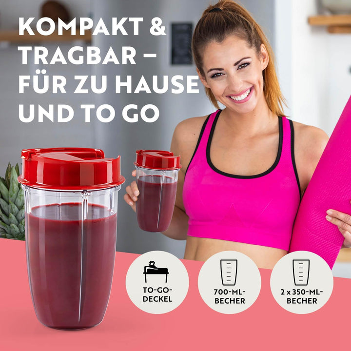 GOURMETmaxx Smoothie Maker & Standmixer 11tlg. Set - 1000W & 22.000 U/min | Elektrischer Mixer 700ml