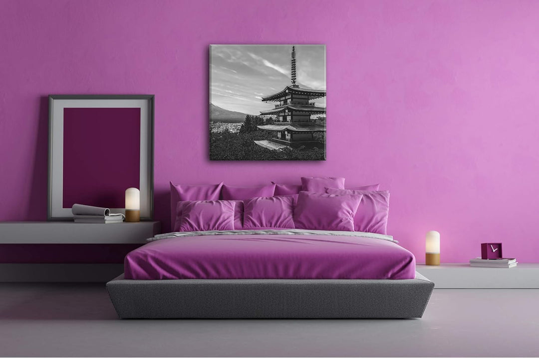 deyoli Tempel in Japan Format: 70x70 Effekt: Schwarz&Weiss als Leinwandbild, Motiv fertig gerahmt au