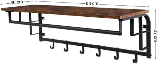 MAZAZU XL Wandgarderobe - Industrial Design mit Ablage und 5 Haken für Jacken und Accessoires - Plat