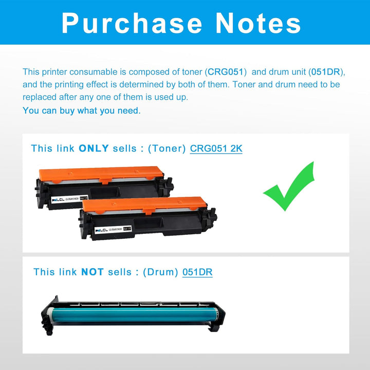LCL Kompatibel Toner 051 CRG051 CRG-051 2168C002 (2Schwarz) Ersatz für Canon ImageCLASS LBP162dw MF2