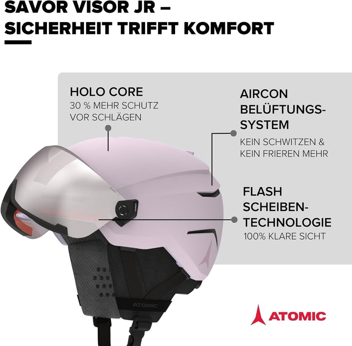 ATOMIC SAVOR VISOR JR Skihelm mit Visier - Für Kinder & Jugendliche - Max. Stossdämpfung - Active Ai