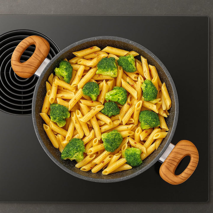 STONELINE® Back to Nature Servierpfanne 24 cm, Made in Germany, auch für öl- und fettfreies Braten,