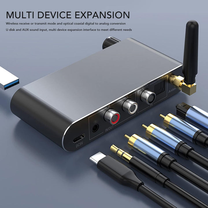Bluetooth-Empfänger-Sender, 4-in-1 Bluetooth 5.1 Aux-Audio-Adapter, HiFi-DAC, Digital-Analog-Konvert
