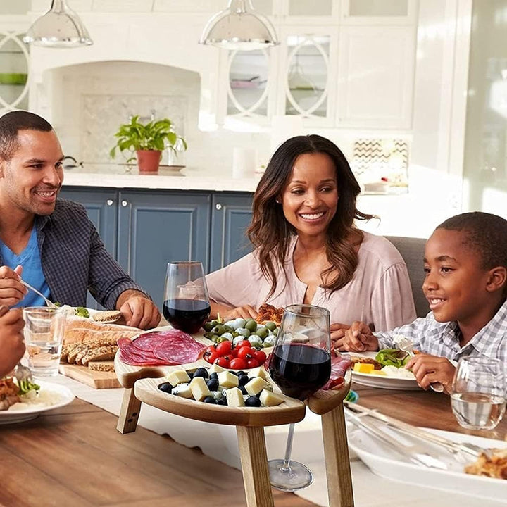 Torribaly Tragbarer Picknicktisch, Mini Campingtisch Rund Holz Gartentisch Klappbar Snackbox, Couchb