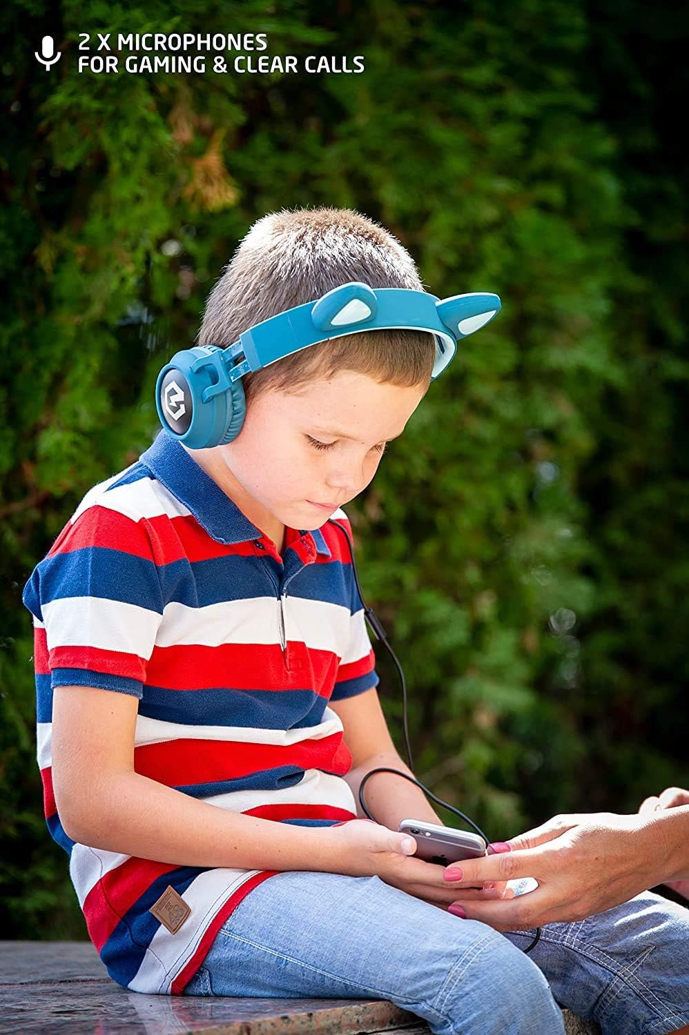 PowerLocus Bluetooth Kopfhörer Kinder, LED Katzenohren, 85dB Sichere Lautstärke, Bluetooth 5.3, Micr