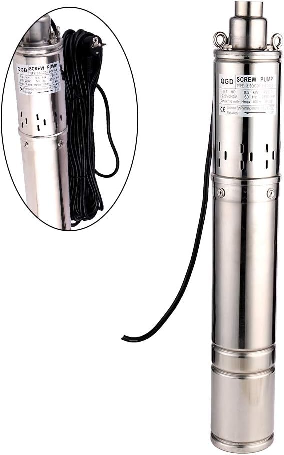 SHYLIYU Tiefbrunnenpumpe 220V Tauchpumpe Edelstahl Tauchpumpe oder Hauswasserwerk und Garten (0.5KW