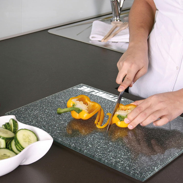 Stoneline Glas Schneidebrett, Schneidbretter Set 2-teilig, Stoneline Optik, hitzebeständig, Schneidb