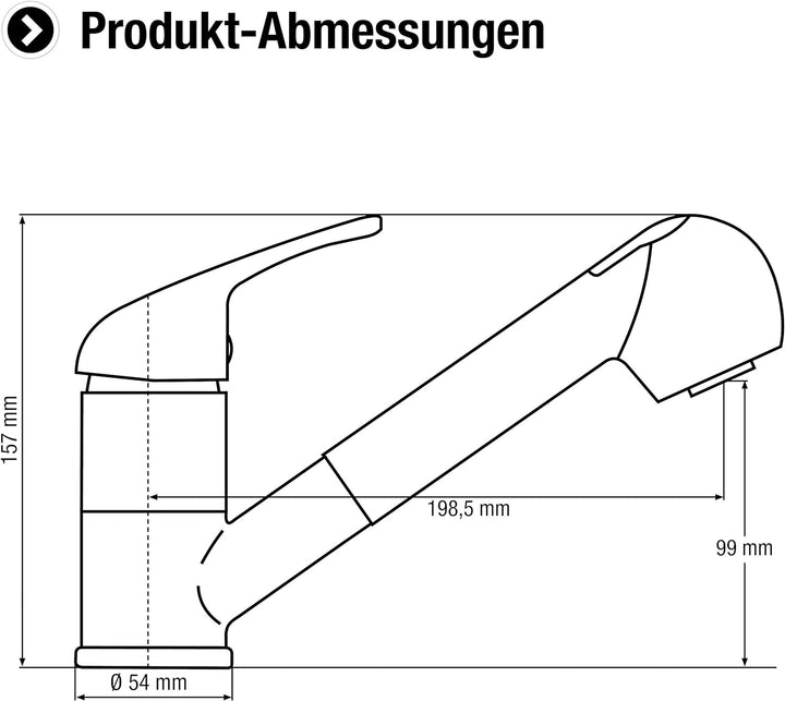 Cornat Spültisch-Einhebelarmatur "Leon" - Hochwertiger Messingkörper - verchromt - Ausziehbare Schla