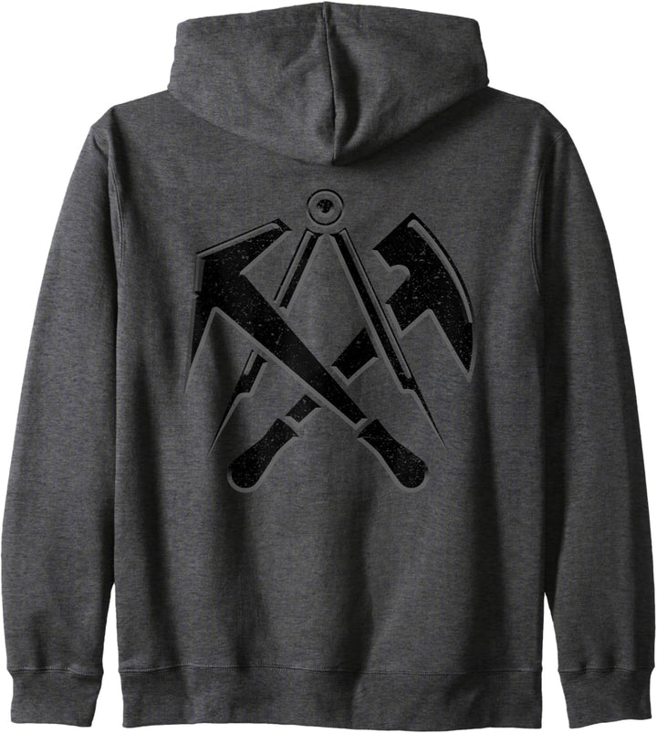 Dachdecker Handwerk Zunftzeichen mit Werkzeug | used Look Kapuzenjacke