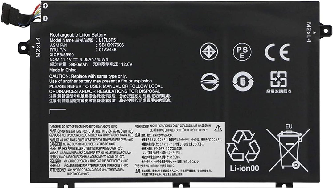 ASKC L17L3P51 Replacement Laptop Akku für Lenovo ThinkPad E480 E485 E490 E495 E580 E585 E590 E595 Se