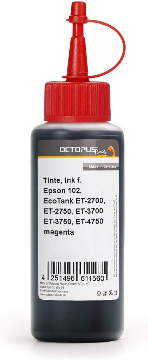 Nachfülltinte kompatibel für Epson 102, EcoTank ET-2700, ET-2750, ET-3700, ET-3750, ET-4750 Magenta