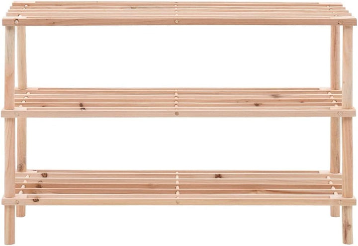 FIRBNUS 74x26x48,5 cm Schuhregal 3 Ebenen Tanne Massivholz Shoe Rack Schuhregal Holz Schuhablage Sch