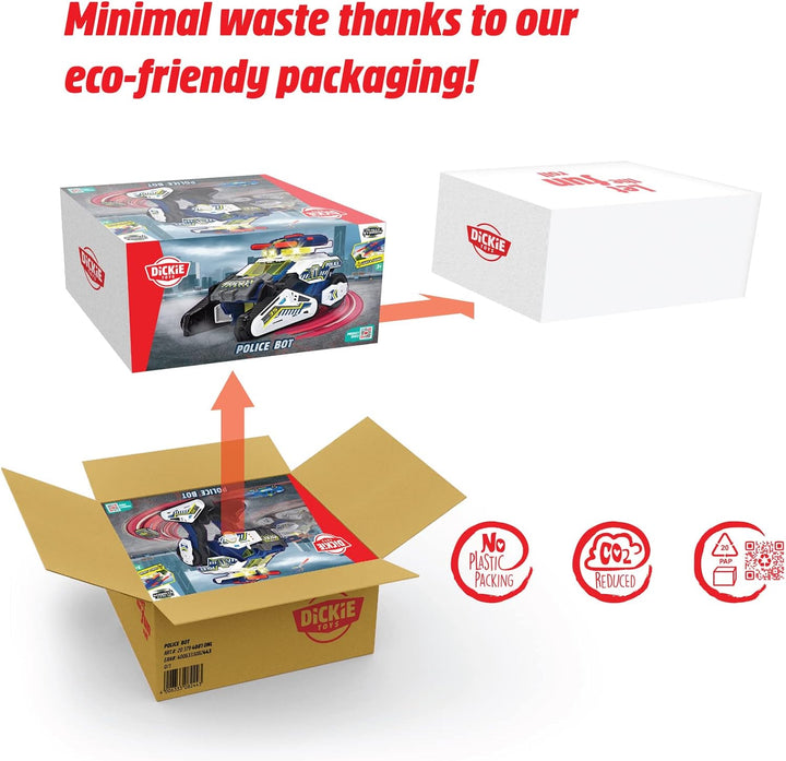 Dickie Toys Rescue Hybrids Polizei-Fahrzeug Police Bot (35 cm) - futuristisches Polizeiauto (gross)