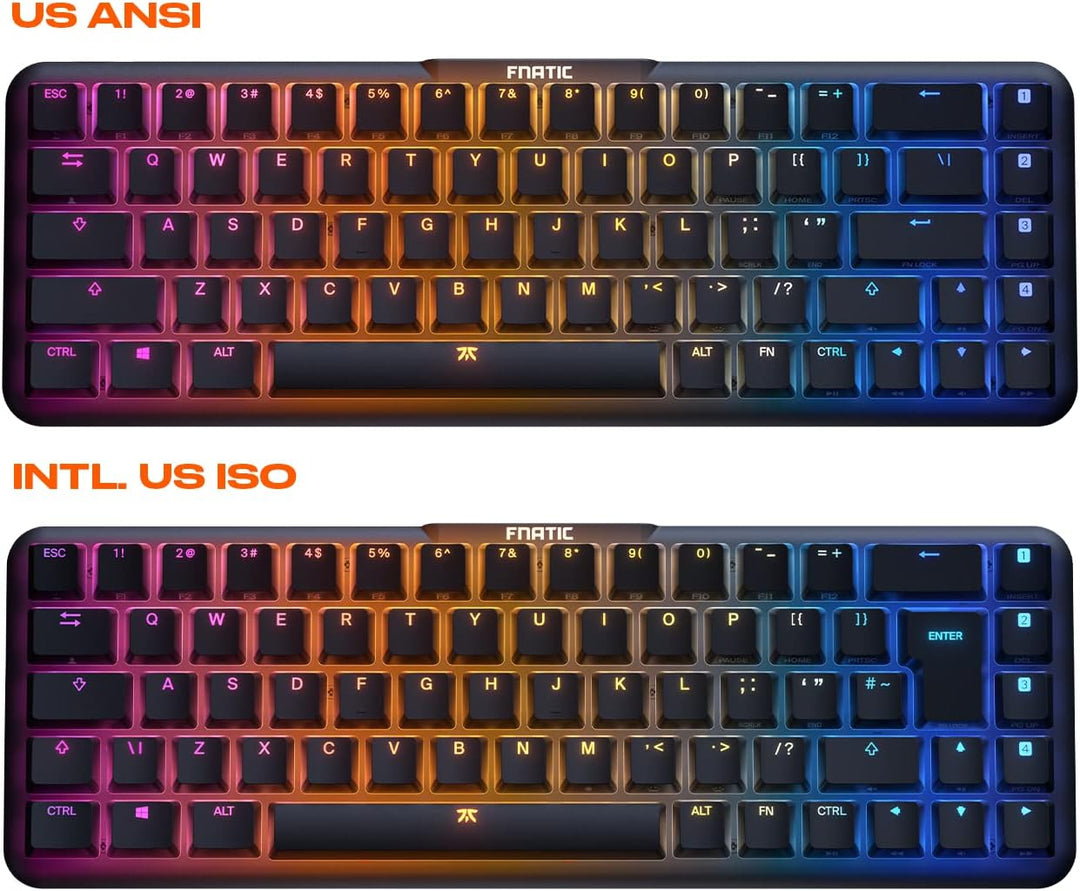 Fnatic STREAK65 LP Black | Compact RGB Gaming Mechanical Keyboard Speed Switches | PBT Doubleshot Ke