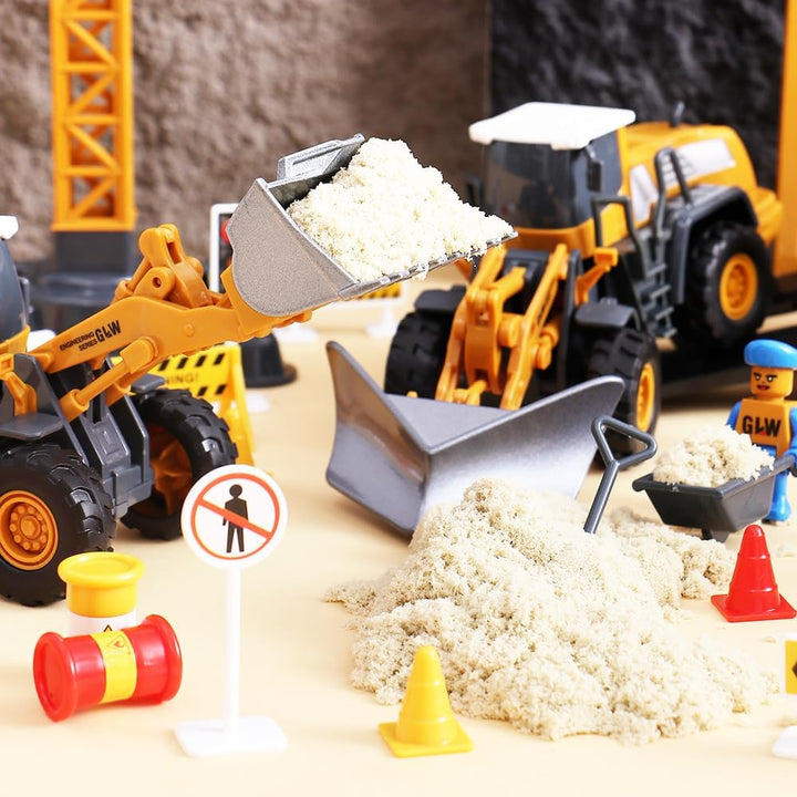 Tacobear Baufahrzeuge Kinder gross LKW Fahrzeug Spielzeug mit Kran Spielzeug Bulldozer Dampfwalze Ga