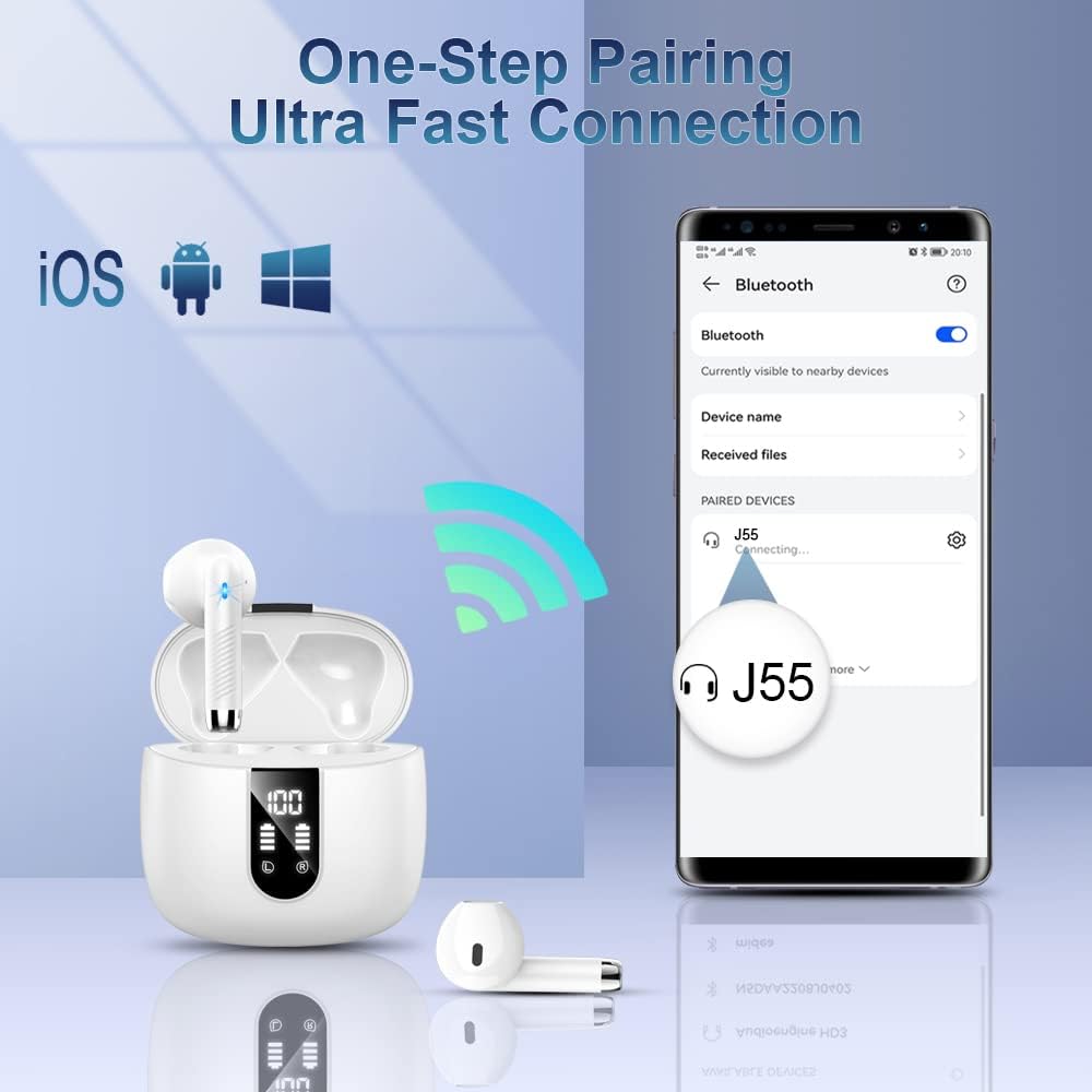 Kopfhörer, Kabellos Bluetooth 5.3 In Ear mit CVC8.0 Mikrofon, 40H Kabellose Noise Cancelling Earbuds