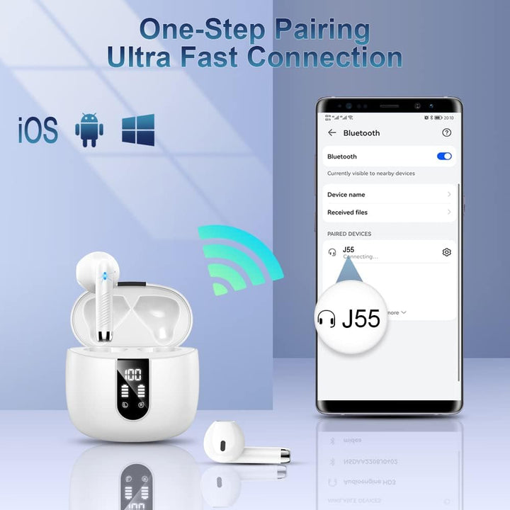 Kopfhörer, Kabellos Bluetooth 5.3 In Ear mit CVC8.0 Mikrofon, 40H Kabellose Noise Cancelling Earbuds