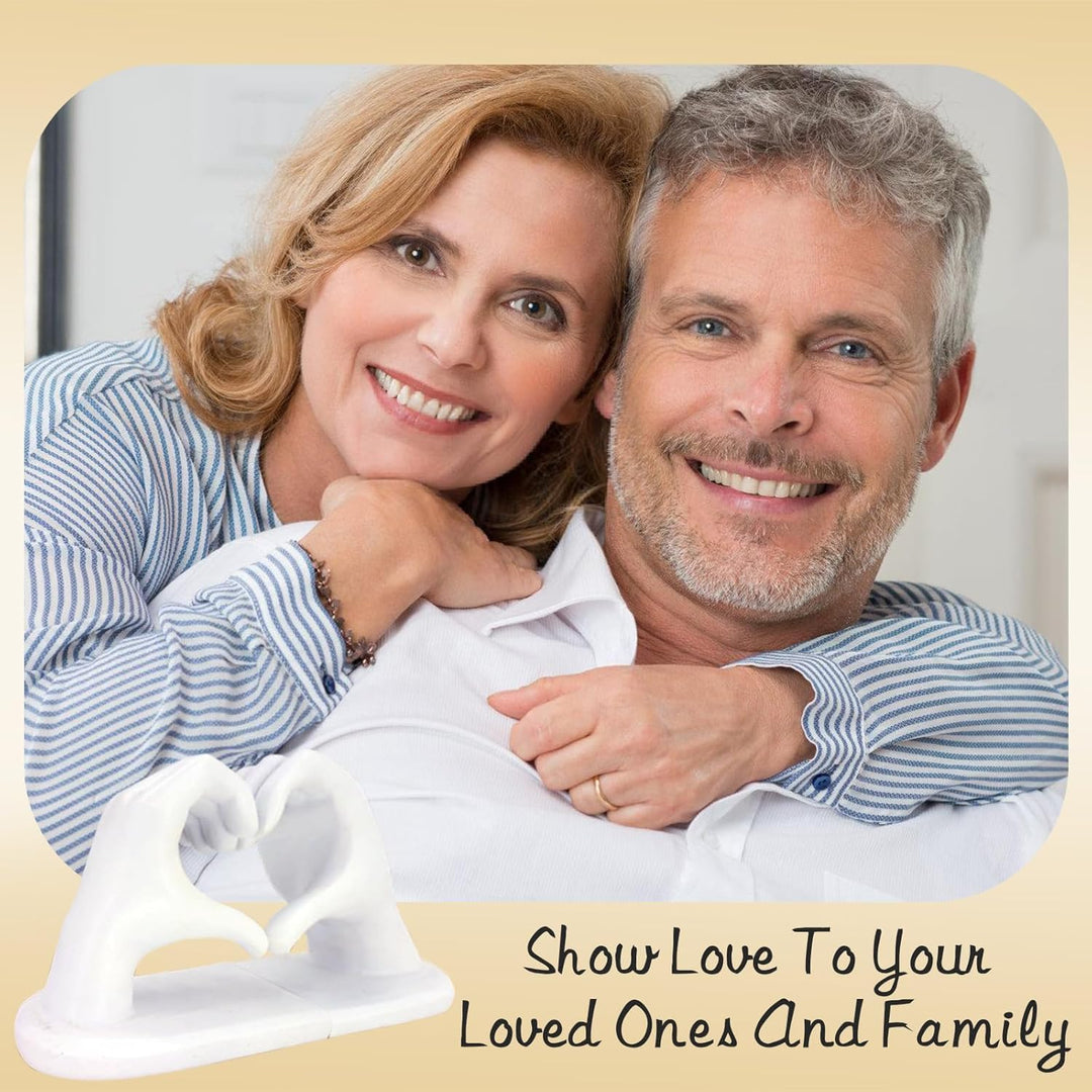 Weisse Buchstützen Set aus Resin - Herz & Hände Skulptur als Buchstütze, dekorative Bookends für Büc