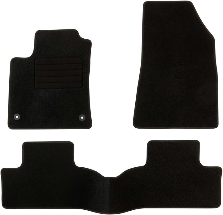 DBS Autofussmatte - nach Mass - 3-teilig - Anti Rutsch - schwarzer Nadelfilz 900g/m² - Velours Ferti