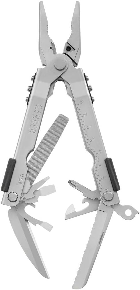 Gerber Multi-Tool mit zwei Messern und Leder-Scheide, MP600 Full-Size, Mit 14 Funktionen, Silber, 75