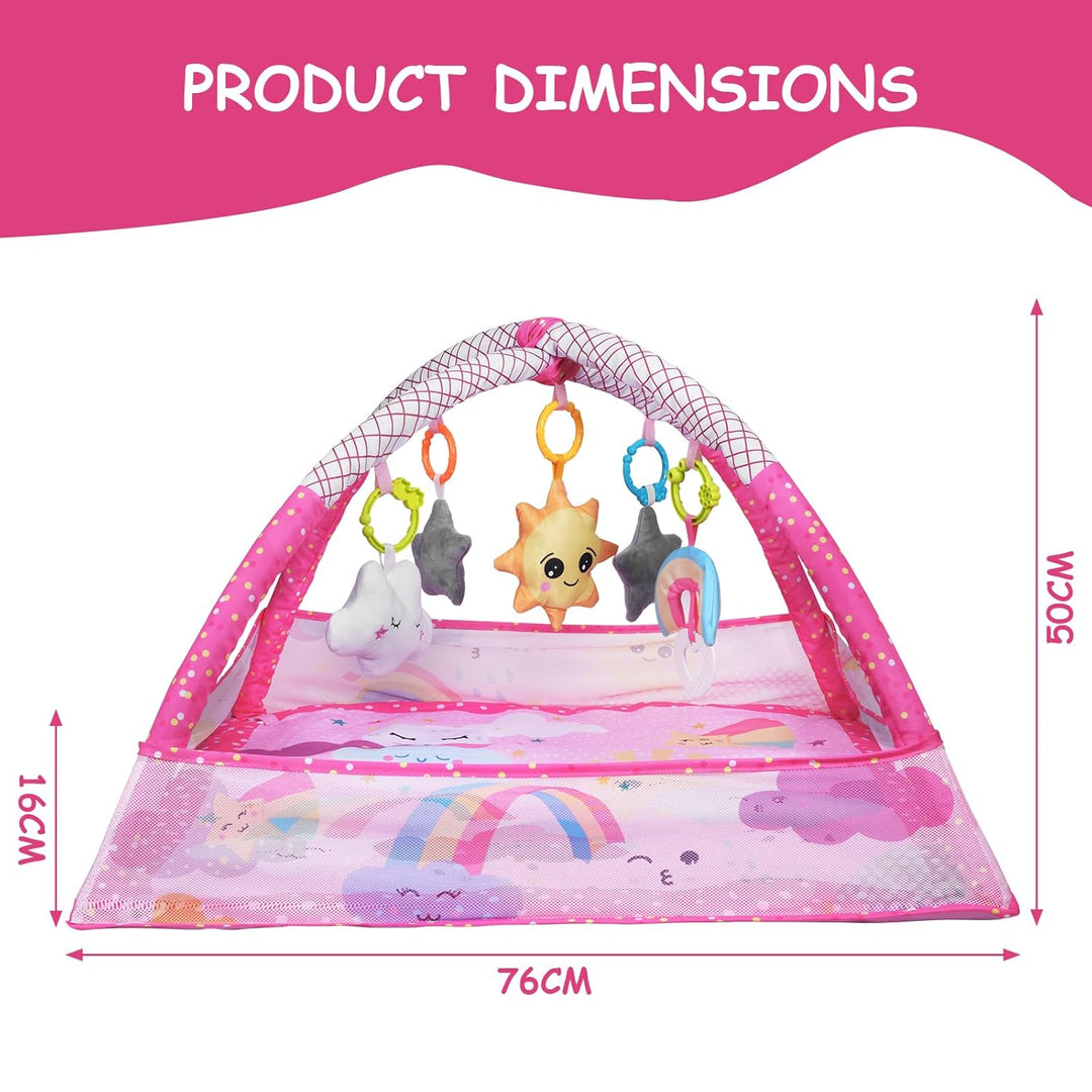Sinbide Spieldecke für Babys, Spielmatte mit Spielbogen, Spielmatte und sensorische Spielzeuge für B