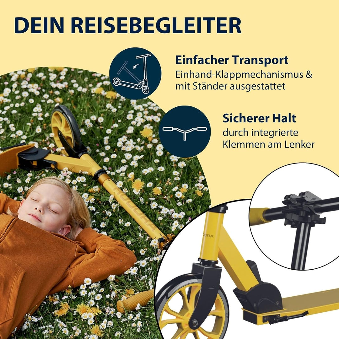 HUDORA Scooter Up 200 - Geräuscharmer Aluminium-Roller für bis zu 100kg - Höhenverstellbarer & zusam