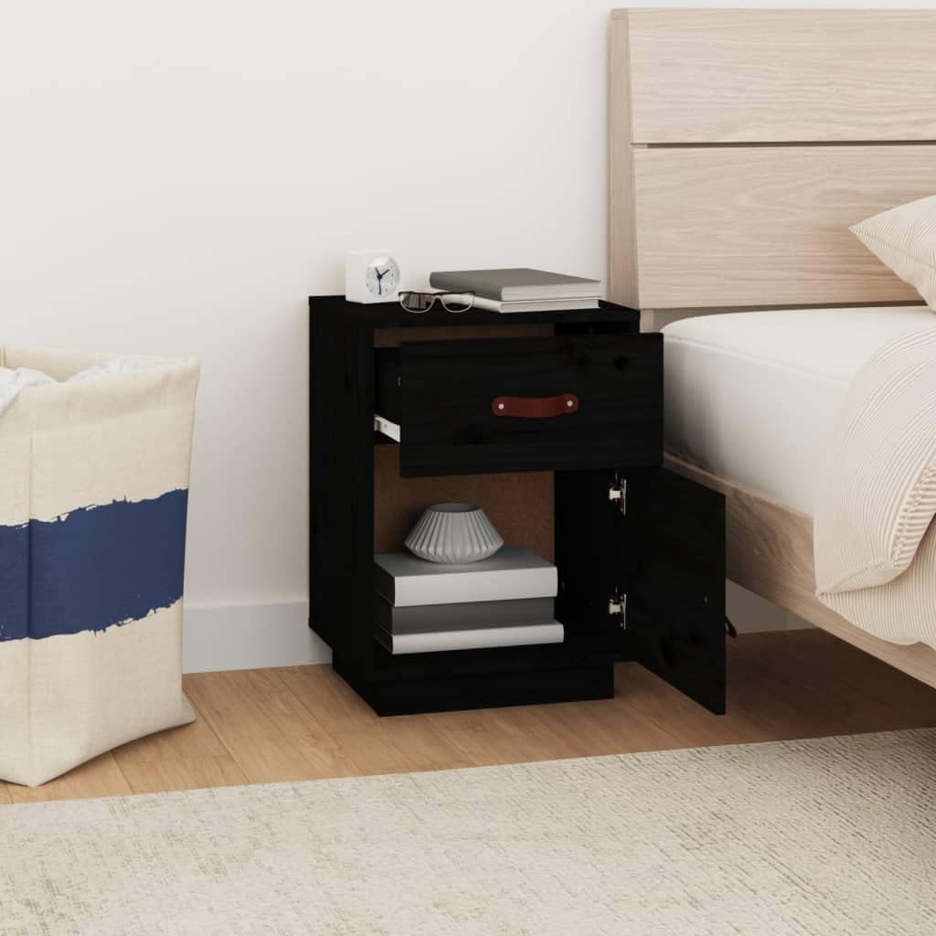 FIRBNUS Bedside Table Nachtkonsole Beistelltisch mit Stauraum Night Stand Nachttische 2er Set Schwar