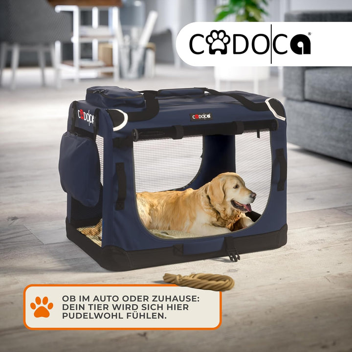 CADOCA® Hundebox faltbar Transportbox XXXL 101x70x70cm robust atmungsaktiv Transporttasche Auto Rück