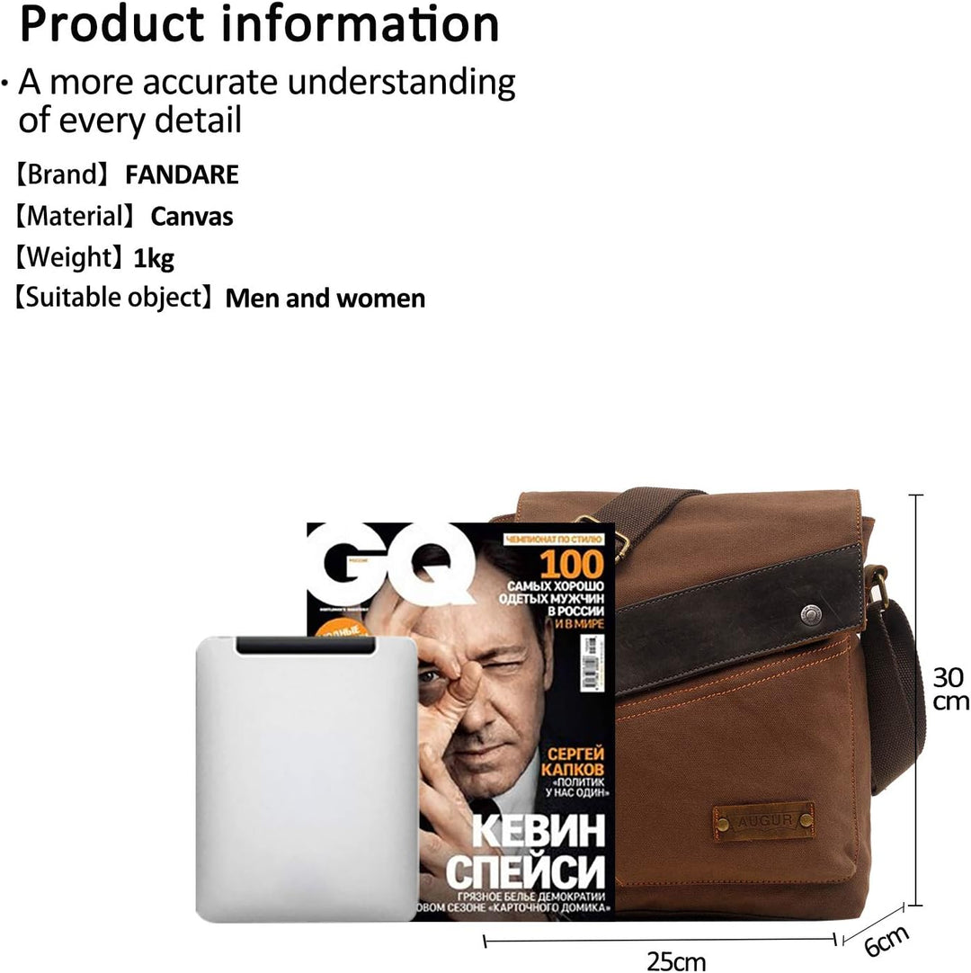 FANDARE Vintage Messenger Bag Umhängetasche Schultertasche Laptoprucksäcke Tasche Crossbody Bag Kuri