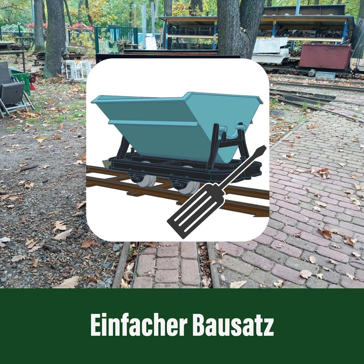 ML-Train 3er Set Kipplore Feldbahnwagen mintgrün Spur-G als Bausatz für Ihre Gartenbahn