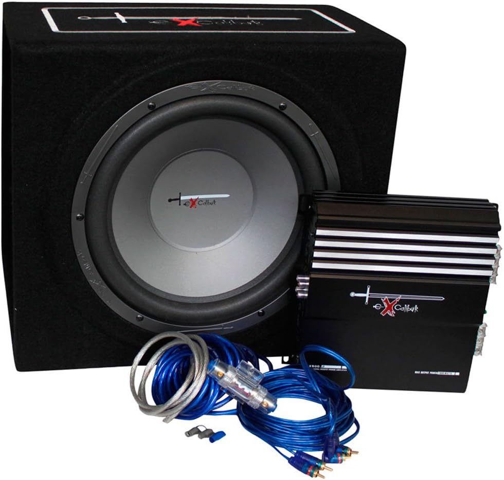 AutoStyle Excalibur X.3 Extreme Reflex-Bass-Boxen-Set, 30,5 cm, mit 1000 W Verstärker, Kabelset und
