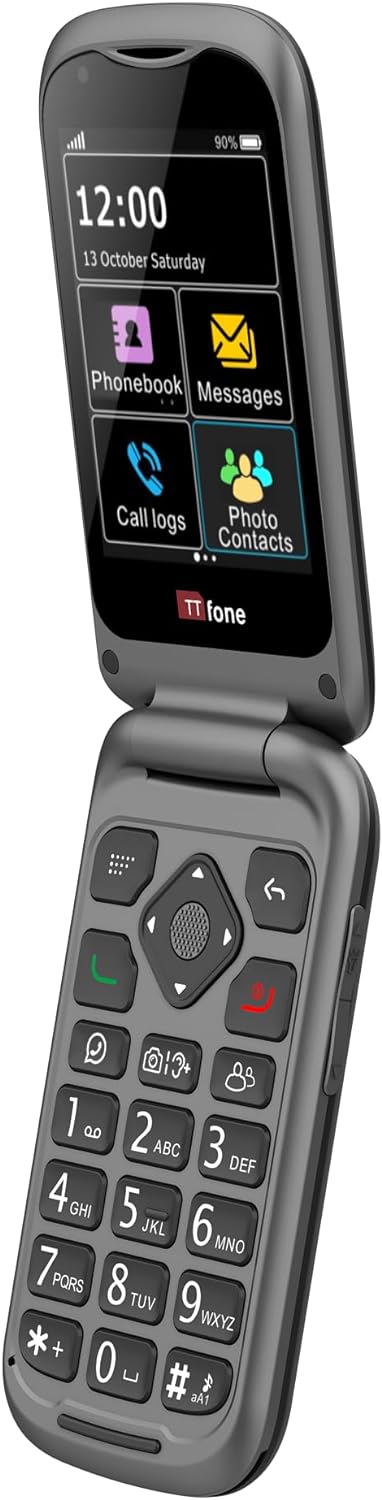 TTfone TT970 Whatsapp 4G Touchscreen Senior Big Button Flip Handy - mit 8MP Kamera und Hörgerät komp