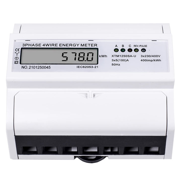 MIRTHBUY Digitaler Drehstromzähler Stromzähler mit LCD, 3-Phasen-4-Draht, Wechselstromzähler,Geeicht