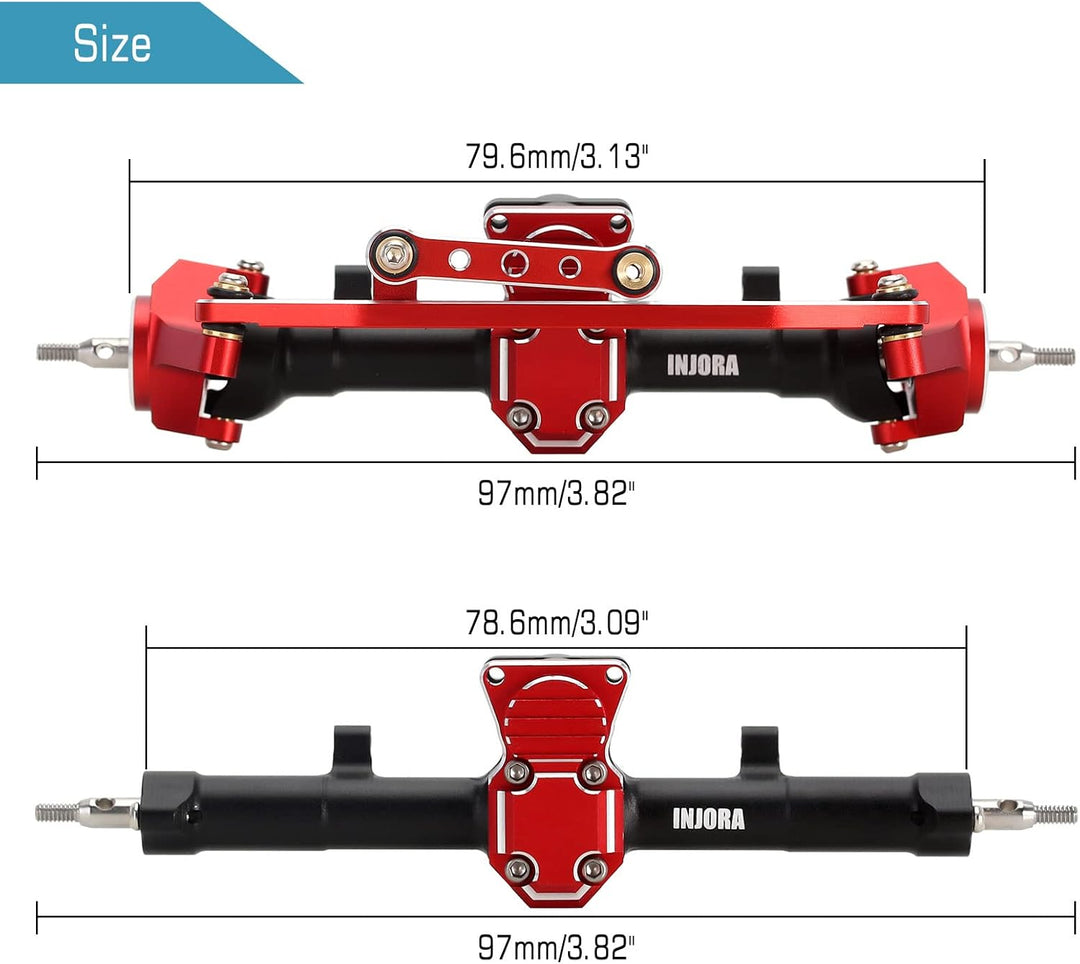 INJORA Vorder und Hinter RC Achsen CNC Aluminium Komplett Achse mit Schneckengetriebe Set für Axial