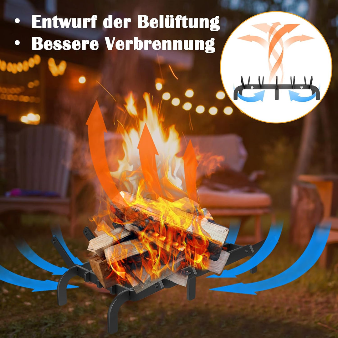 NAIZY Kaminrost Kohlenstoffstahl 42cm Feuerrost für Kamin Feuerbock Holzregal Multfunktional Holzros