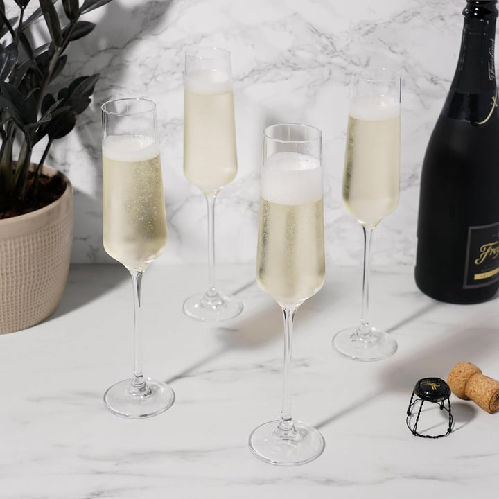 Viski Champagnergläser aus Kristall, europäische Handwerkskunst, Sektgläser-Set mit 113-170 ml, Stie