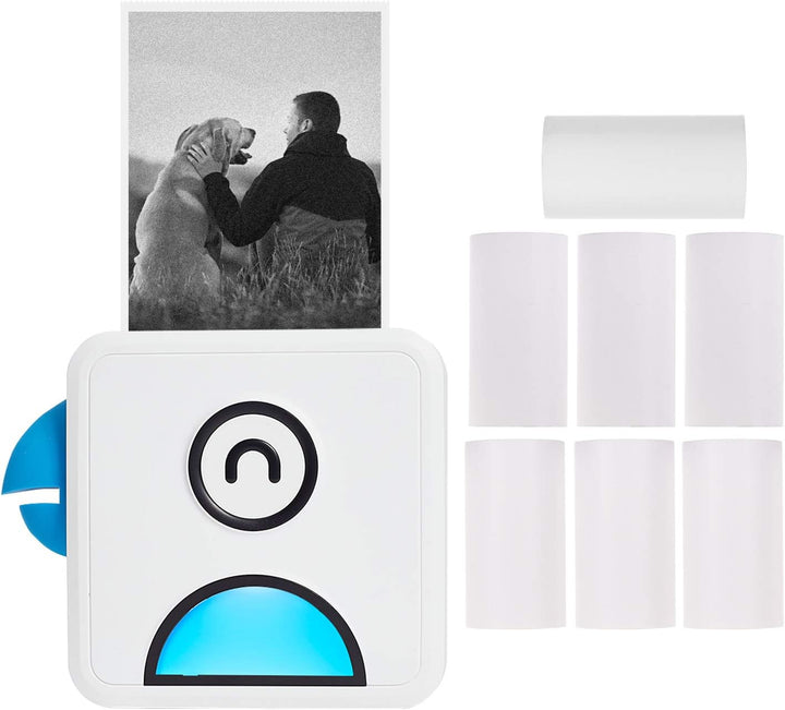 Bisofice Poooli Fotodrucker für Smartphone, Mini Fotodrucker mit 7 Rollen Thermopapier, Mini Drucker