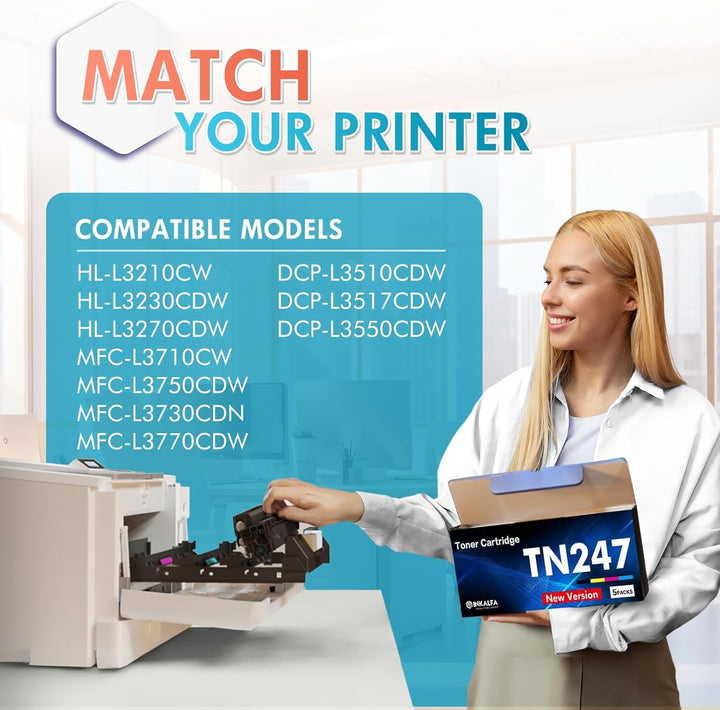 5er-Pack TN-243CMYK TN247 Kompatibel Toner für Brother MFC L3750CDW TN243CMYK MFC-L3750CDW DCP-L3550