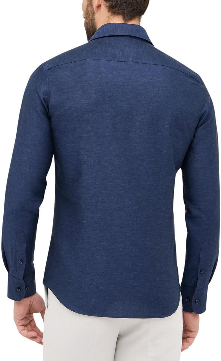 ETERNA Herren Linen Shirt Slim FIT 38 Kragen / 67 Ärmel Midnight, 38 Kragen / 67 Ärmel Midnight