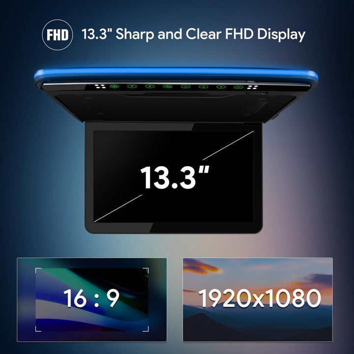 XTRONS 13,3“ Auto Deckenmonitor 16:9 Bildschirm 1920 * 1080 für Wohnwagen Auto Bus unterstützt 1080P