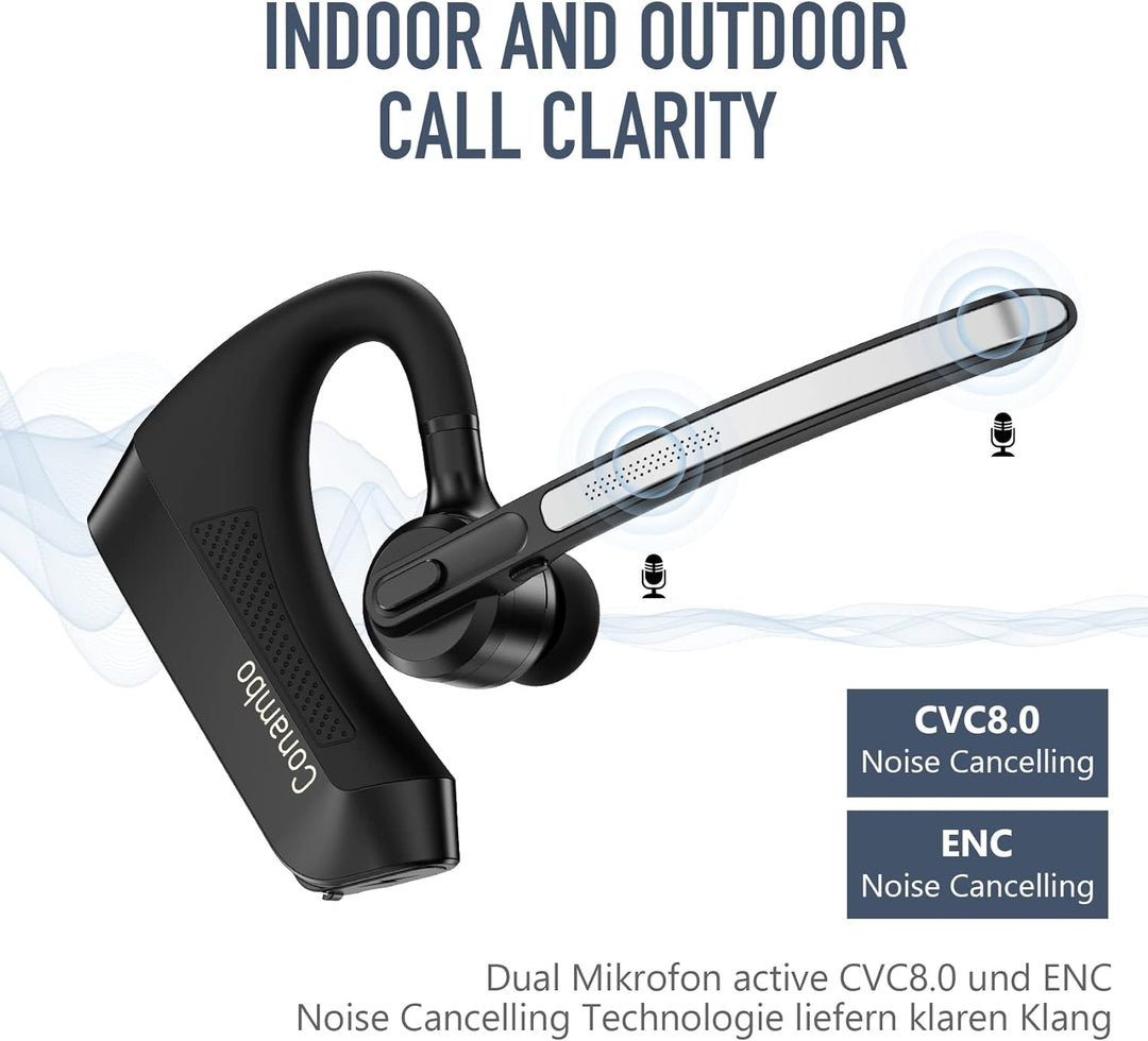 Conambo K21 Bluetooth Headset V5.1 with CVC 8.0 und ENC Rauschunterdrückung Technologie, mit Mikrofo