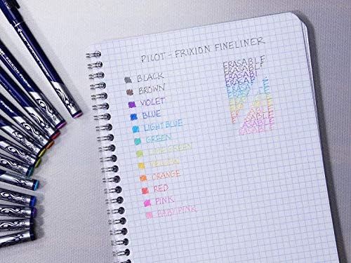 PILOT FriXion Fineliner, radierbar, 12er Set, Schwarz/Blau/Rot/Grün/Pink/Violett/Braun/Gelb/Orange/B